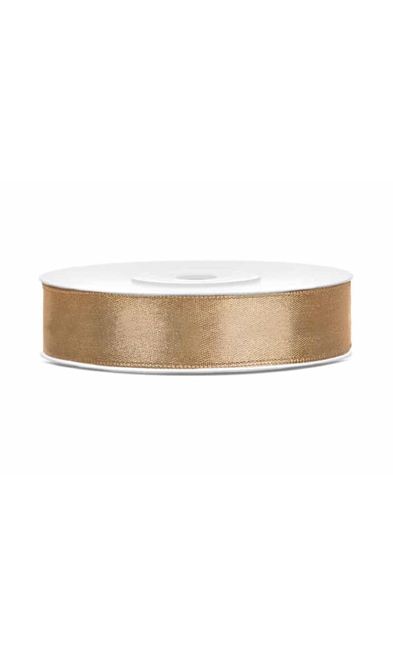Satin Ribbon, Light Gold, 12mm (Sold Per Metre)