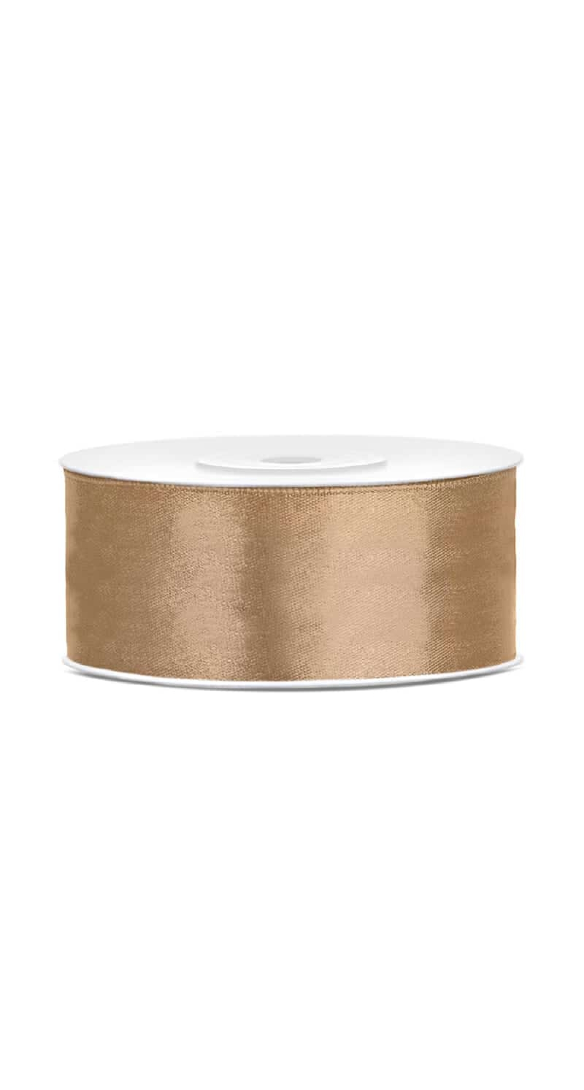 Satin Ribbon, Light Gold, 25mm (Sold Per Metre)