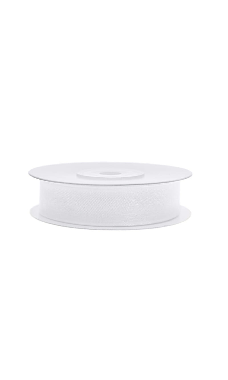 Chiffon Ribbon, White, 12mm (Sold Per Metre)