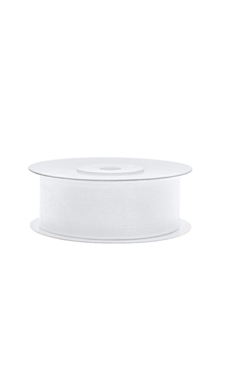 Chiffon Ribbon, White, 25mm (Sold Per Metre)
