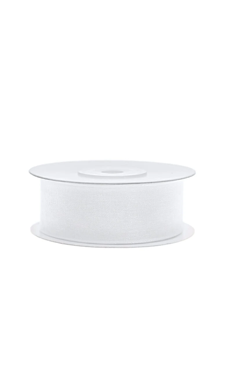 Chiffon Ribbon, White, 25mm (Sold Per Metre)