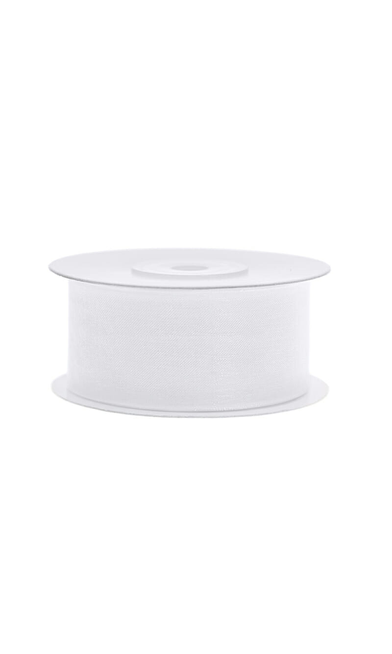 Chiffon Ribbon, White, 38mm (Sold Per Metre)