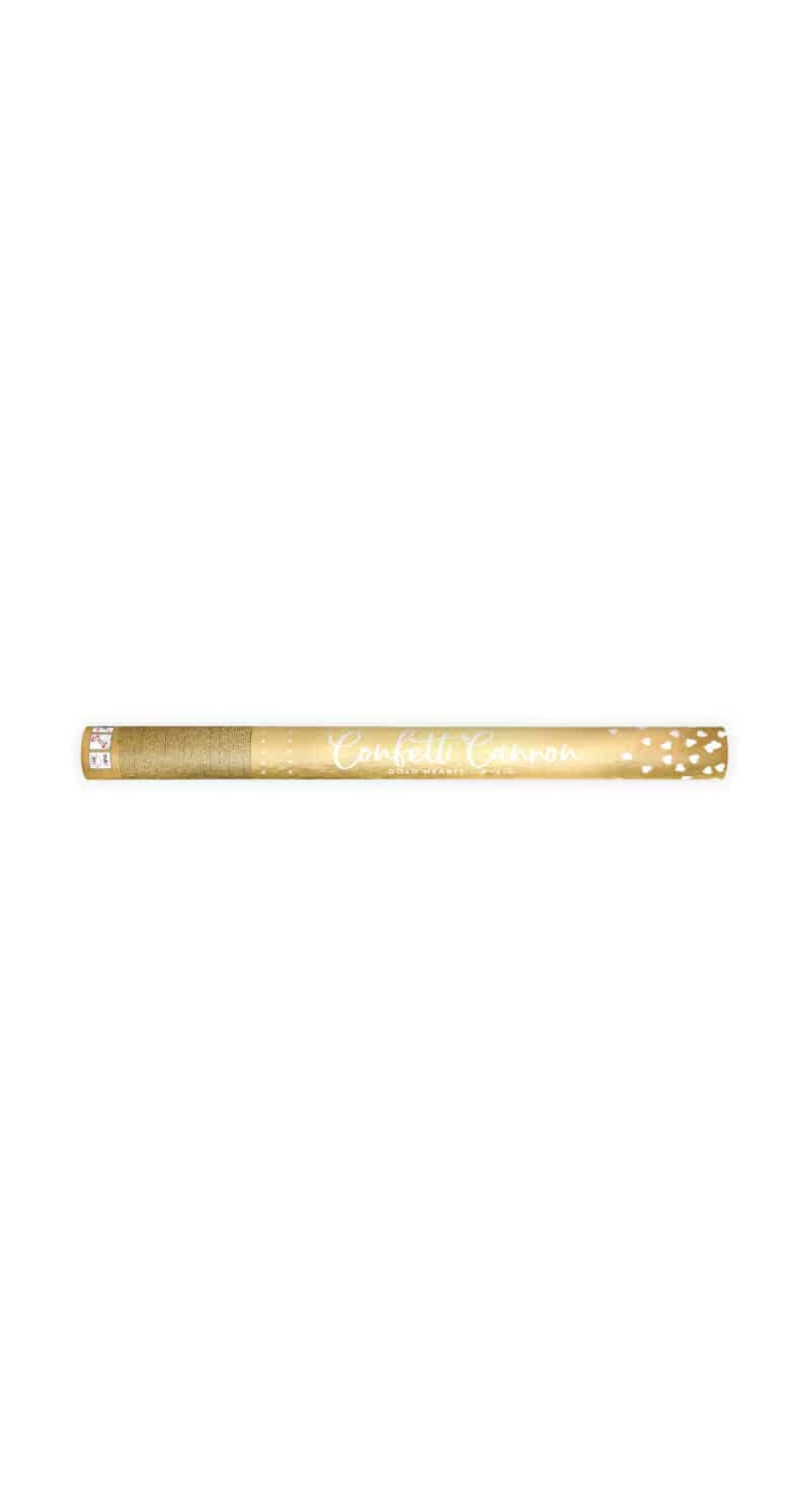 Confetti Cannon With Hearts, Gold, 60cm