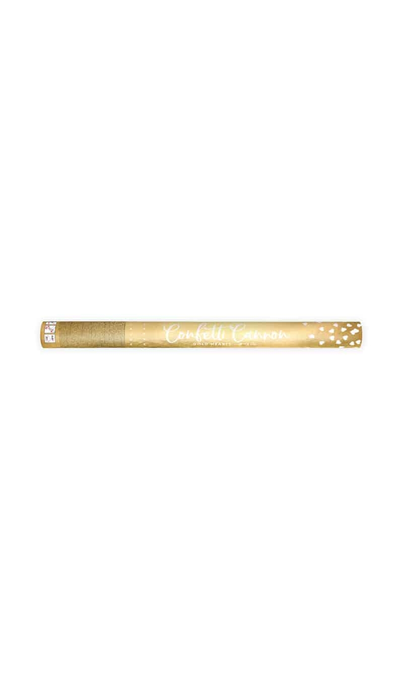 Confetti Cannon With Hearts, Gold, 60cm
