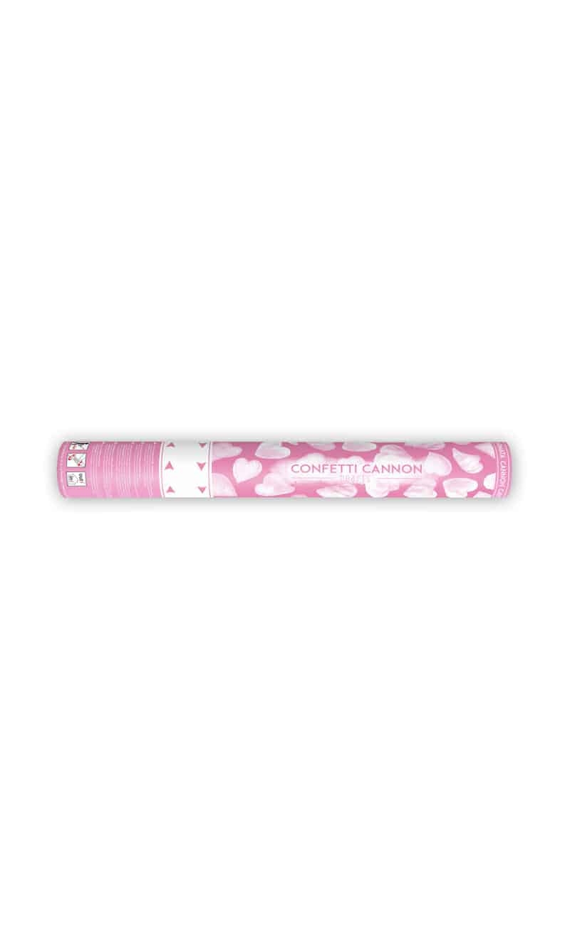Confetti Cannon With Hearts, White, 40cm