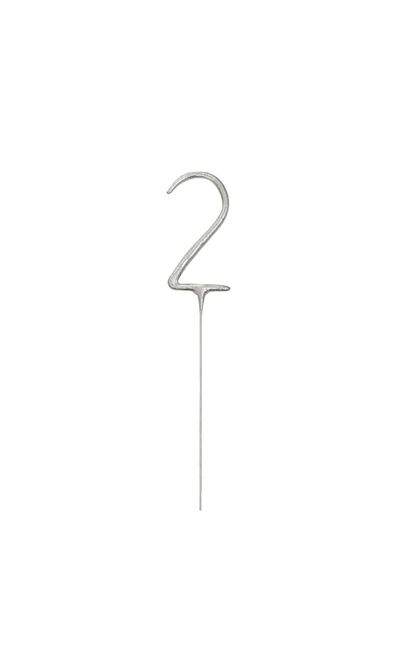 Birthday Silver Glitz Sparkler 17.8cm - Number 2