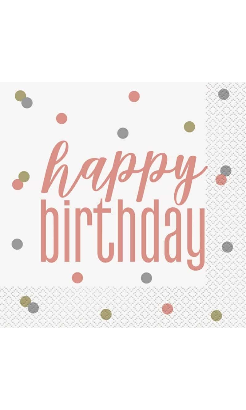Rose Gold "Happy Birthday" Glitz Luncheon Napkins