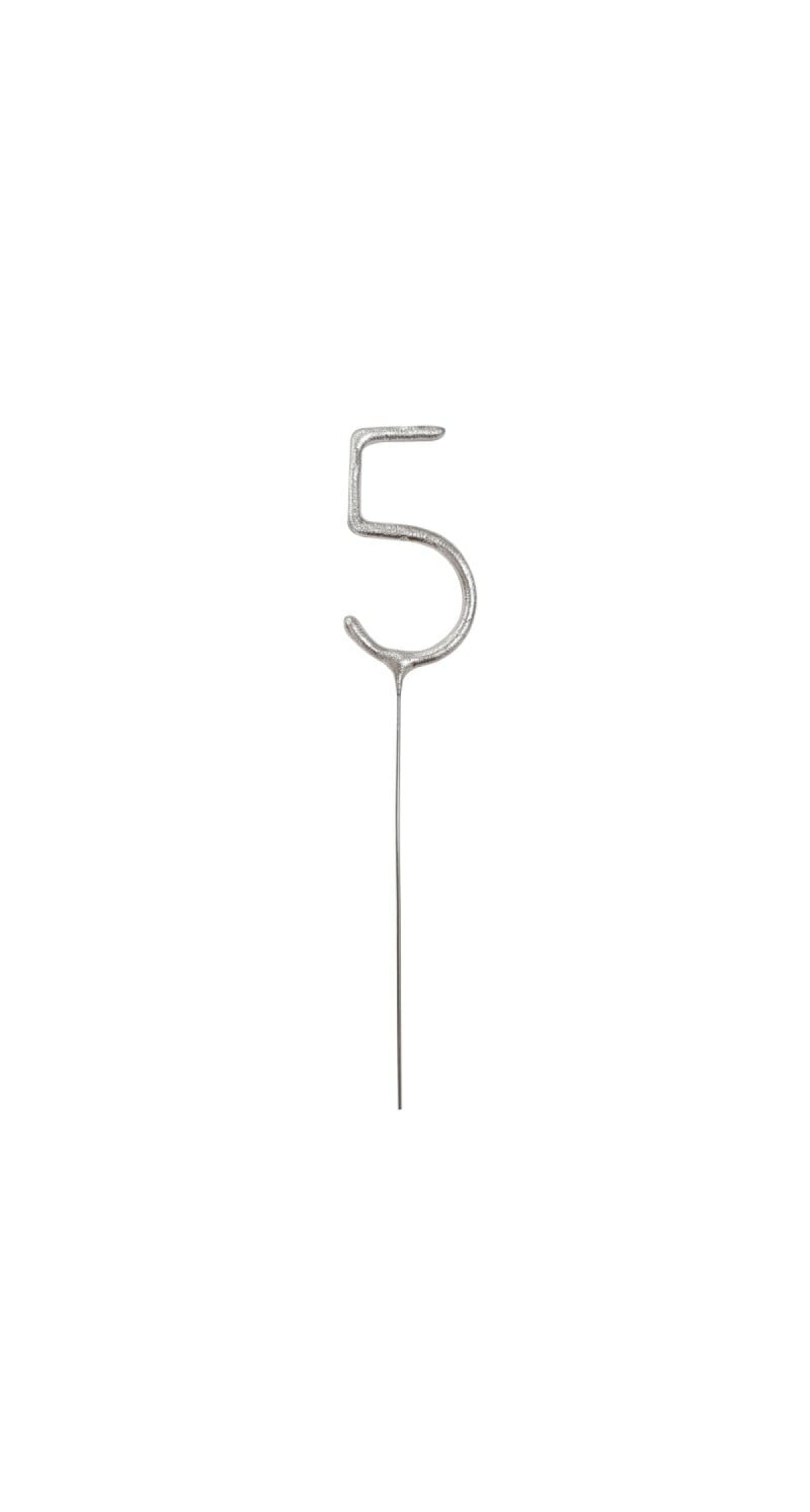 Birthday Silver Glitz Sparkler 17.8cm - Number 5