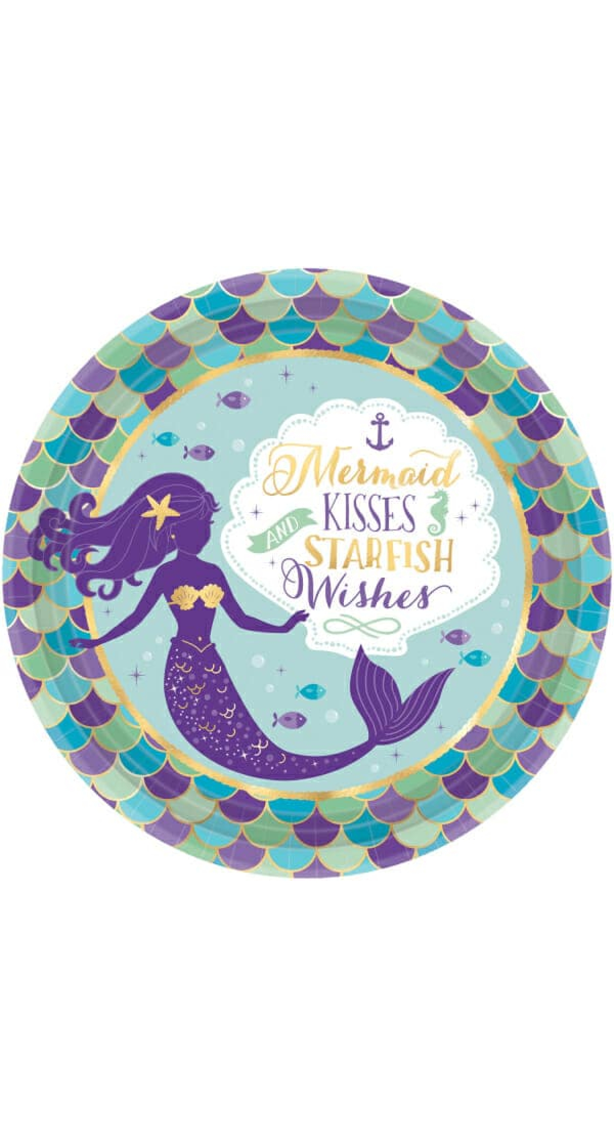 Mermaid Wishes Party Paper Plates 23cm - 8pk