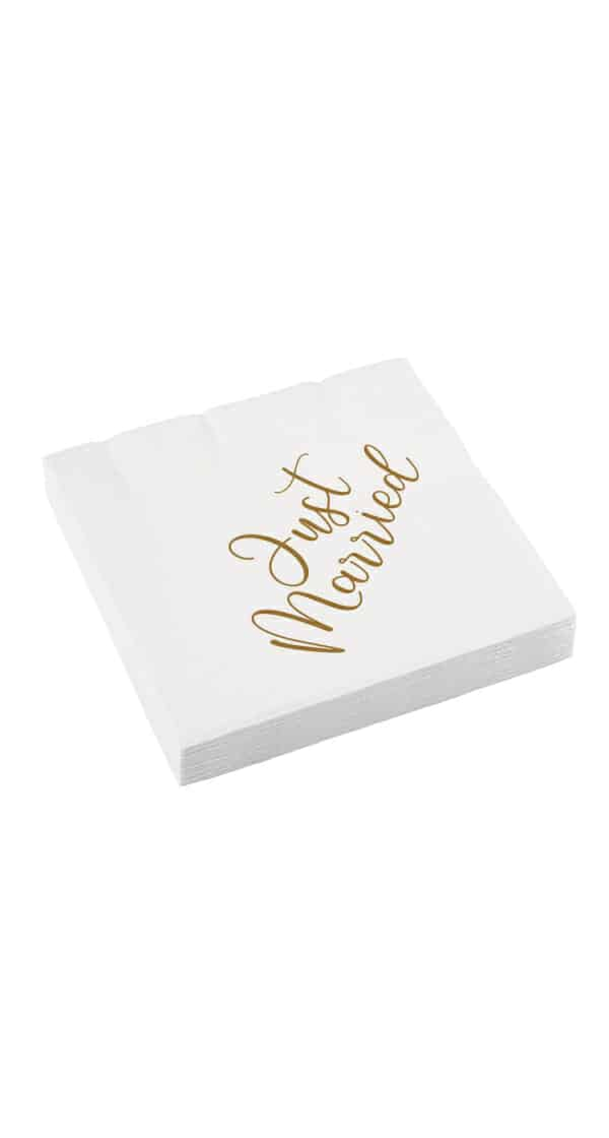 Wedding Napkins "Just Married" 33 x 33cm - 16pk