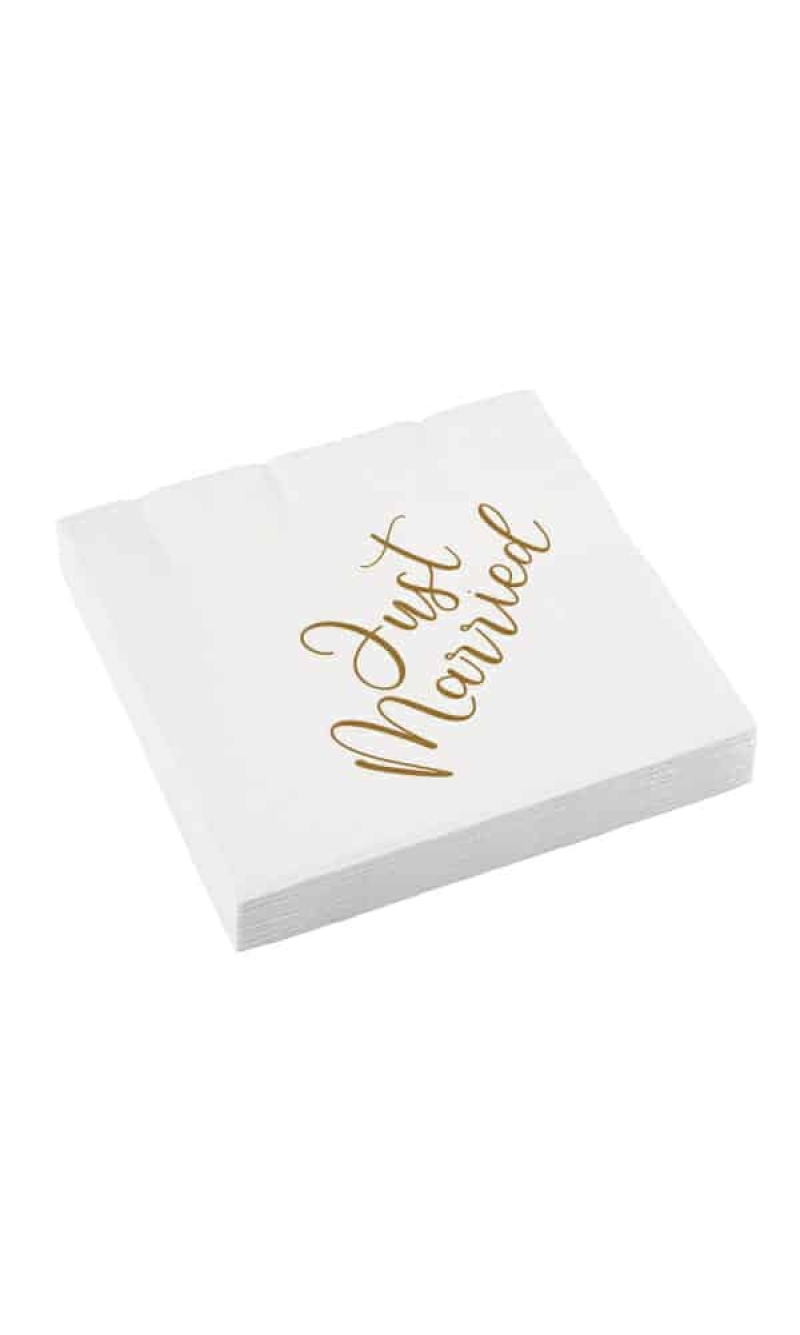 Wedding Napkins "Just Married" 33 x 33cm - 16pk