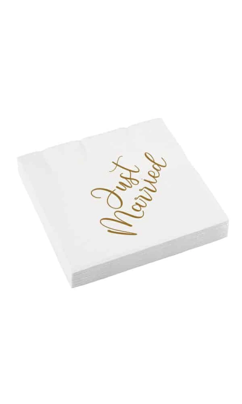 Wedding Napkins "Just Married" 33 x 33cm - 16pk