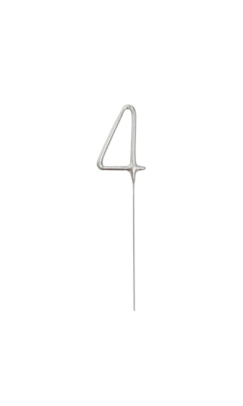 Birthday Silver Glitz Sparkler 17.8cm - Number 4