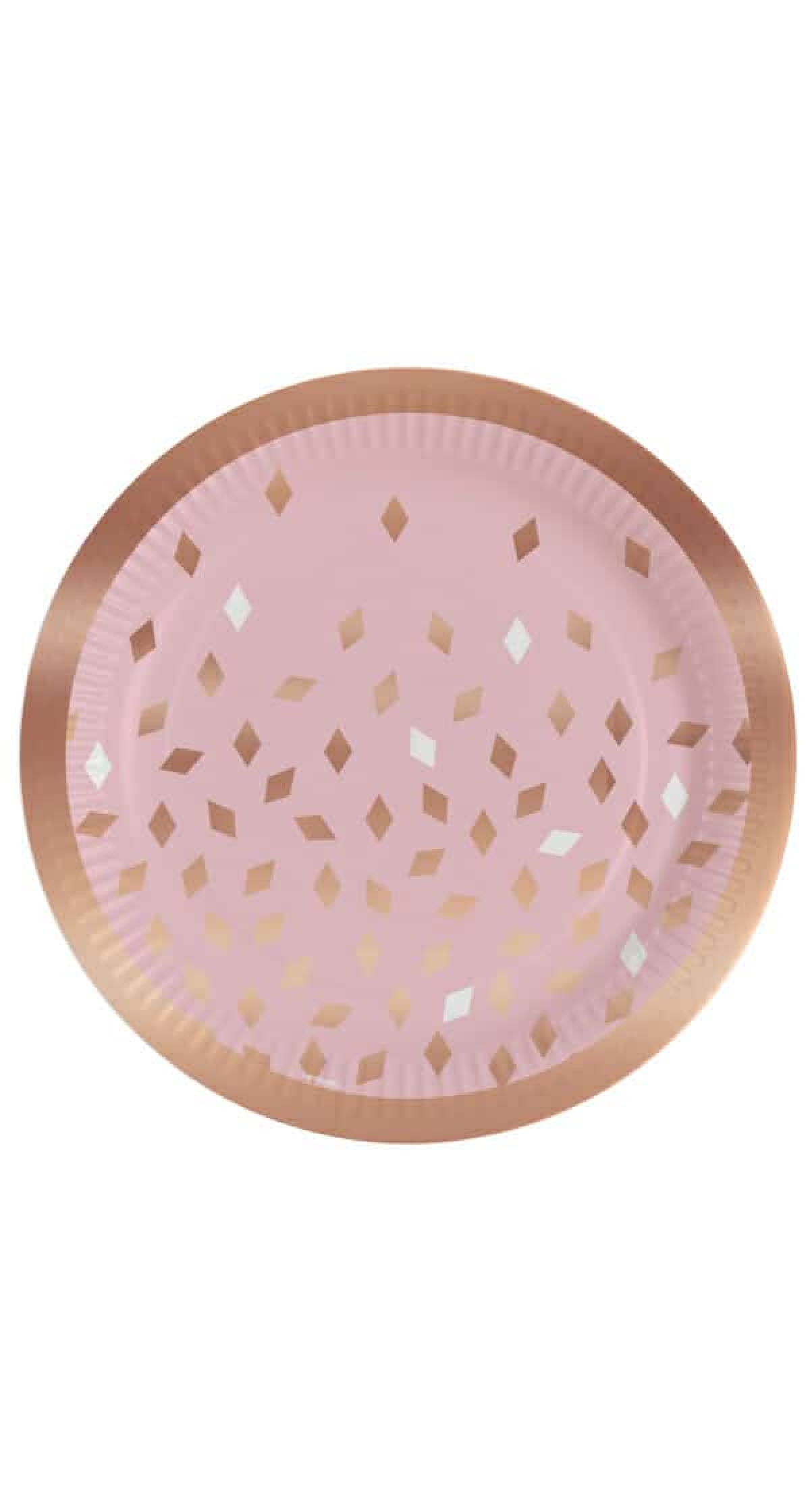 Rose Gold Round Paper Plate 23cm - 8pk