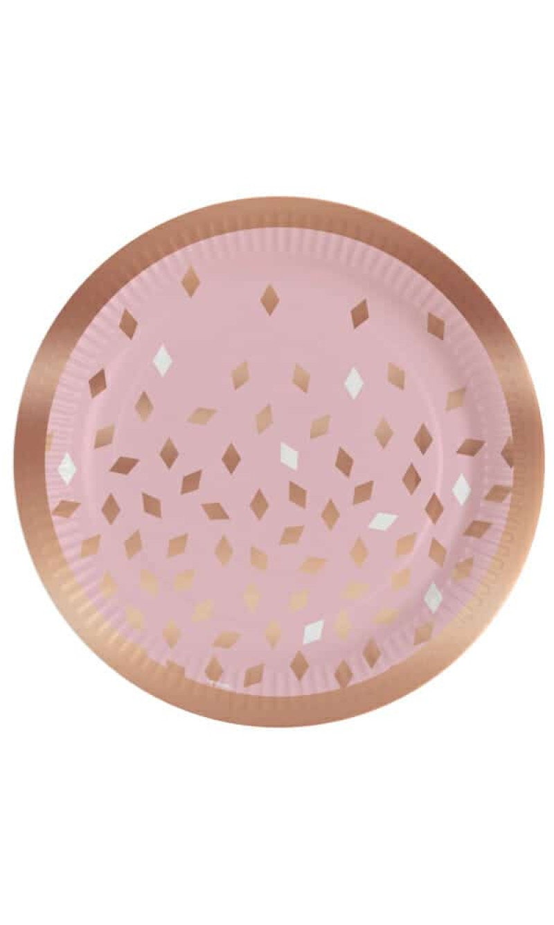Rose Gold Round Paper Plate 23cm - 8pk