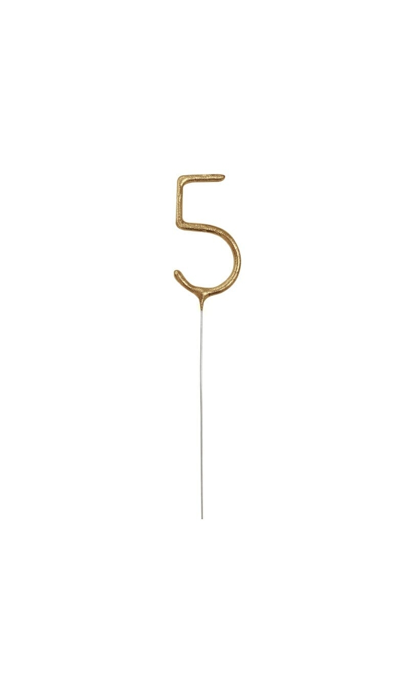 Birthday Gold Glitz Sparkler 17.8cm - Number 5