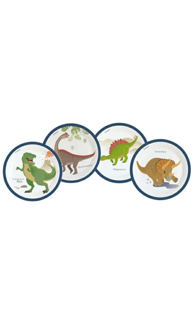 Happy Dinosaur Paper Plates 23cm - 8pk