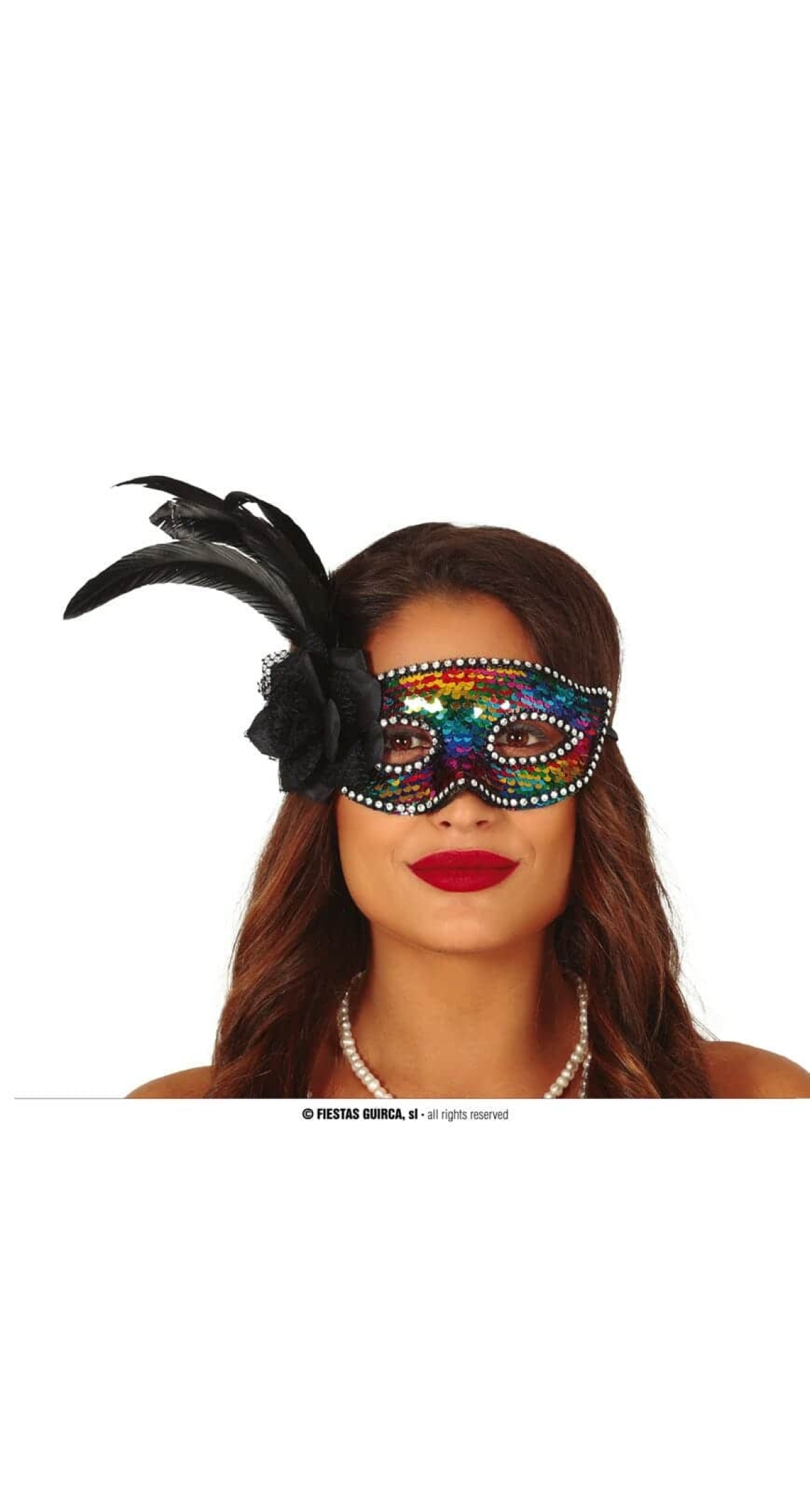 Multicolored Mask With Feather - Adult One Size