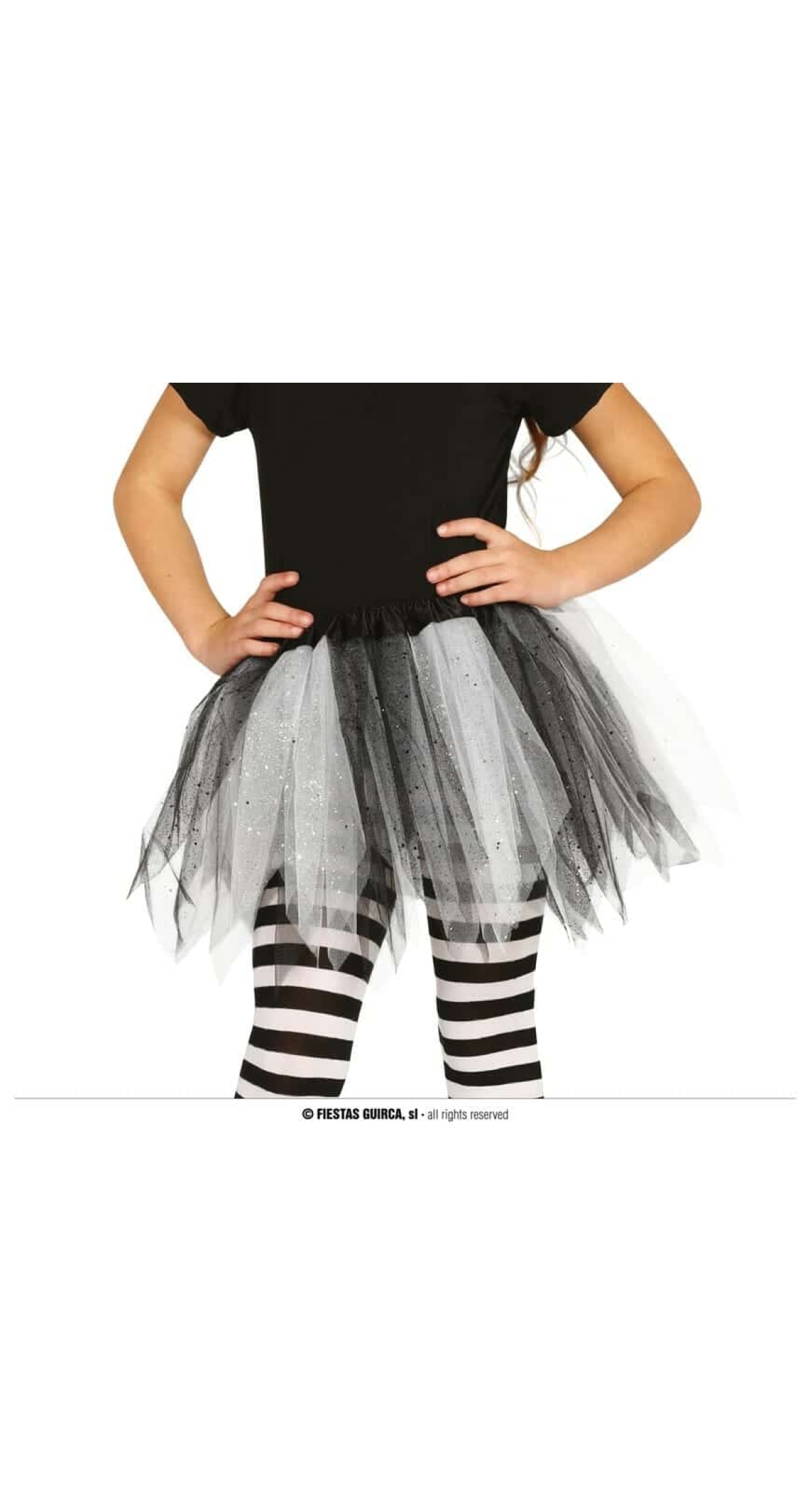 Black & White Shiny Tutu 30cm - Child One Size