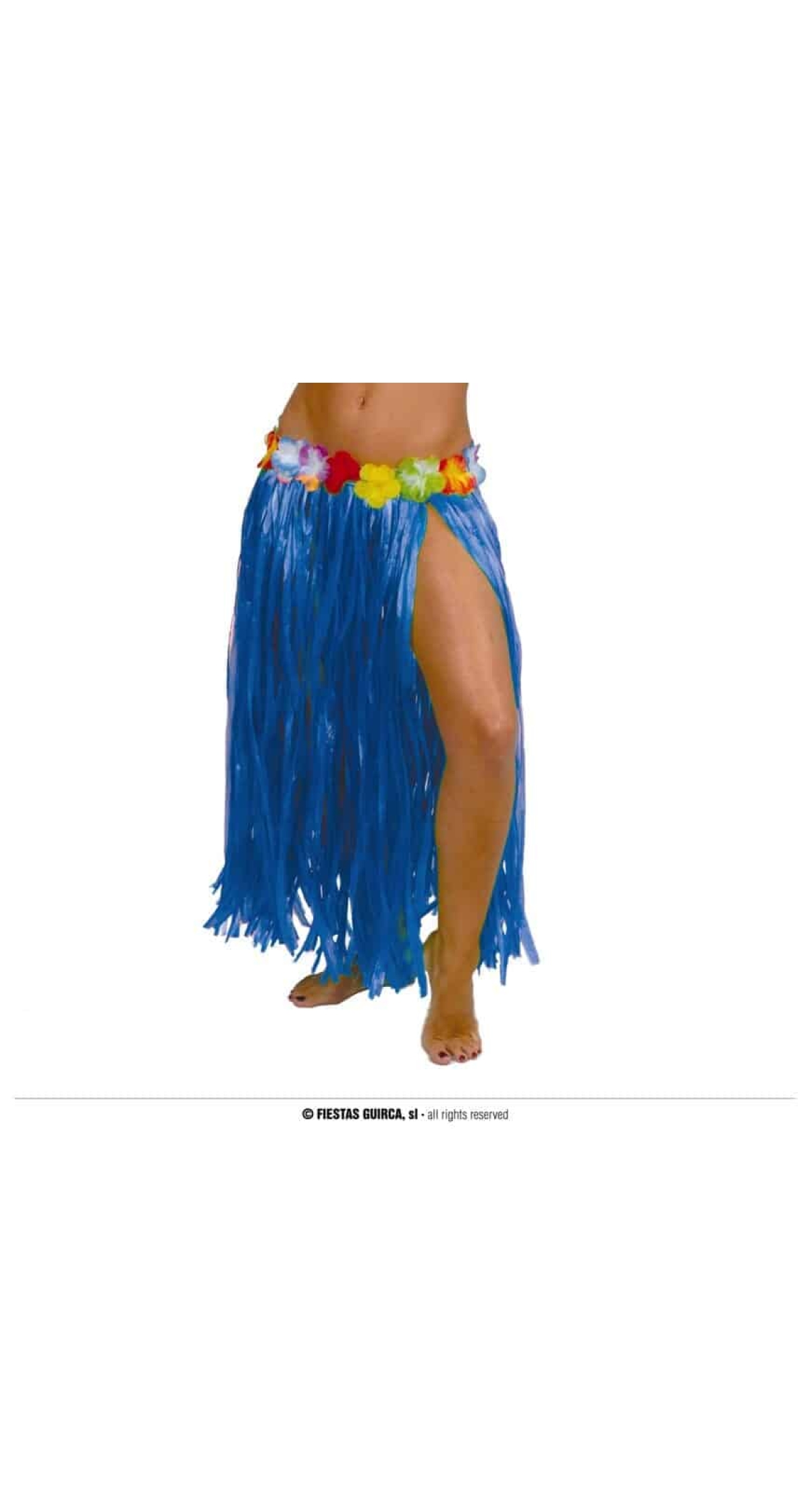 Hawaiian Skirt With Flowers 75cm - Blue