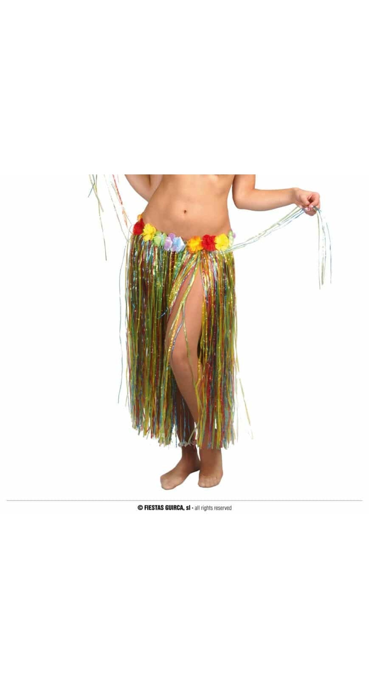 Hawaiian Skirt With Flowers 75cm - Multicolor