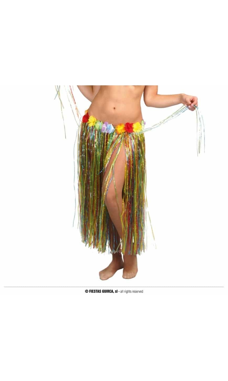 Hawaiian Skirt With Flowers 75cm - Multicolor