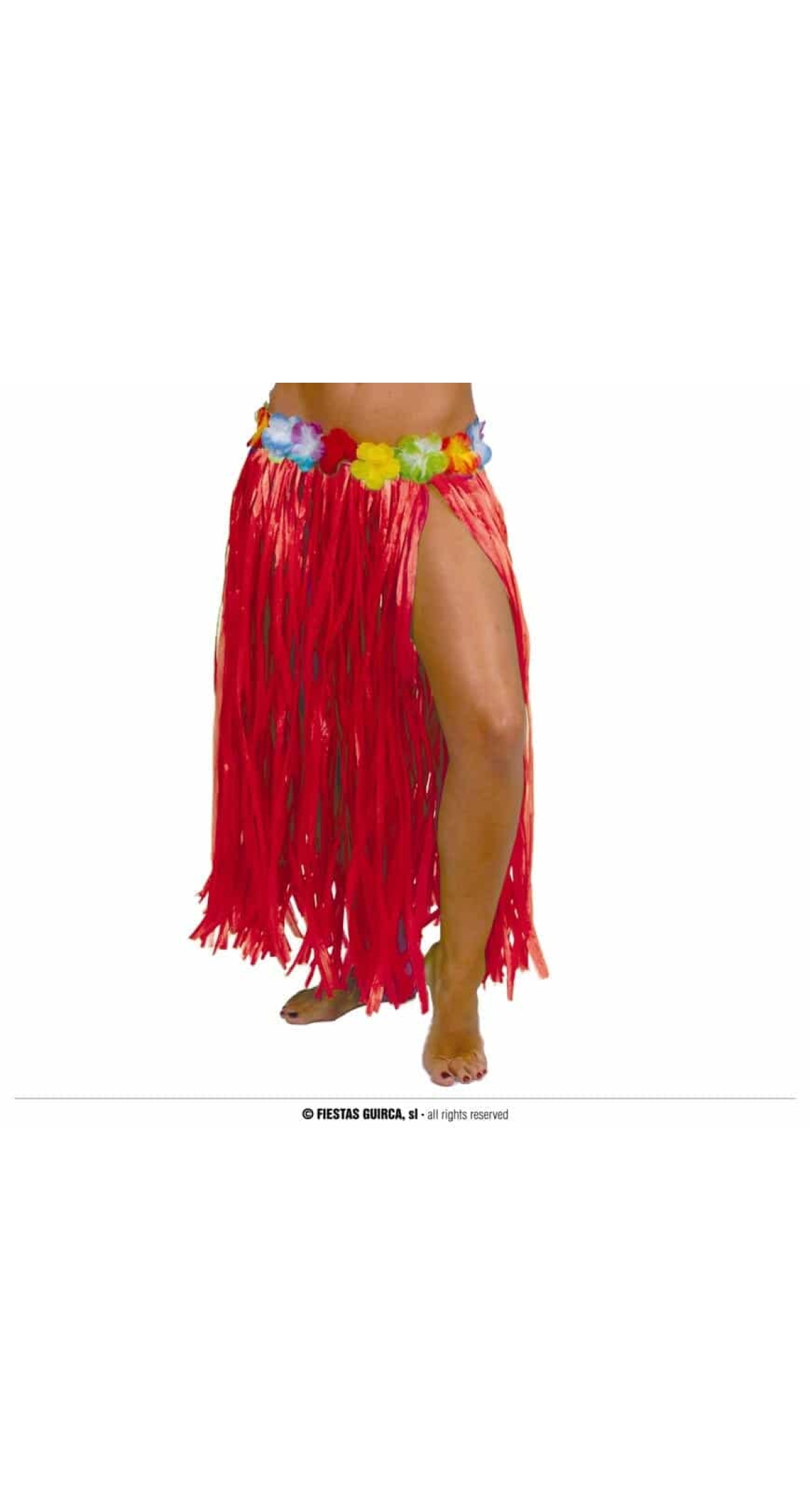 Hawaiian Skirt With Flowers 75cm - Red