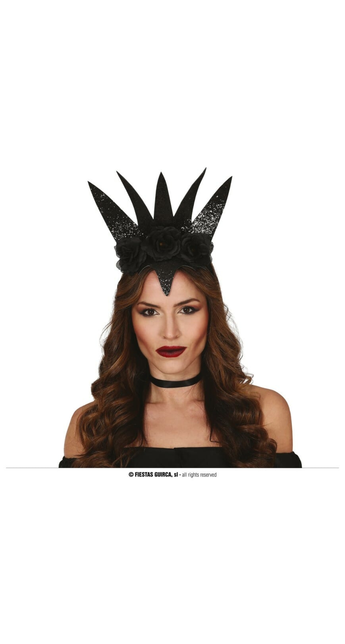 Black Queen Headband With Flowers