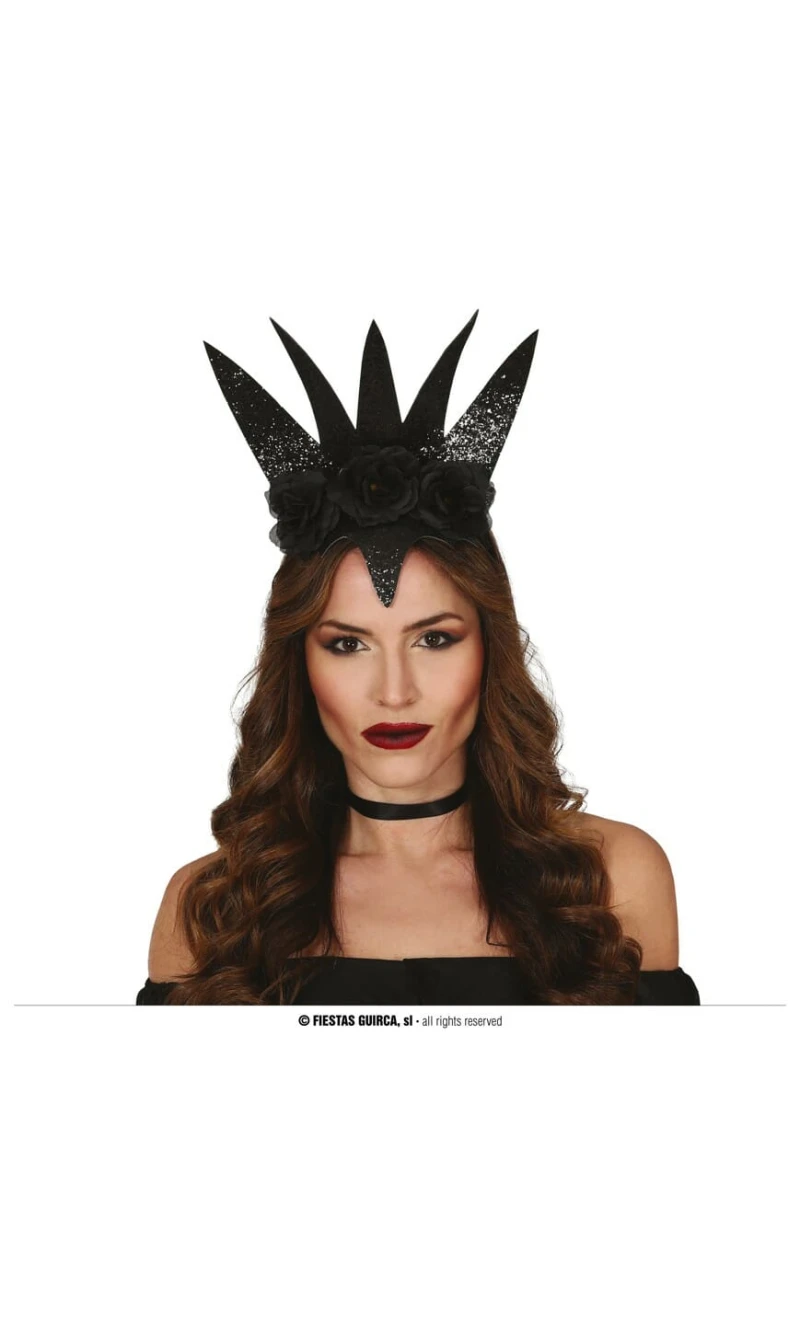 Black Queen Headband With Flowers