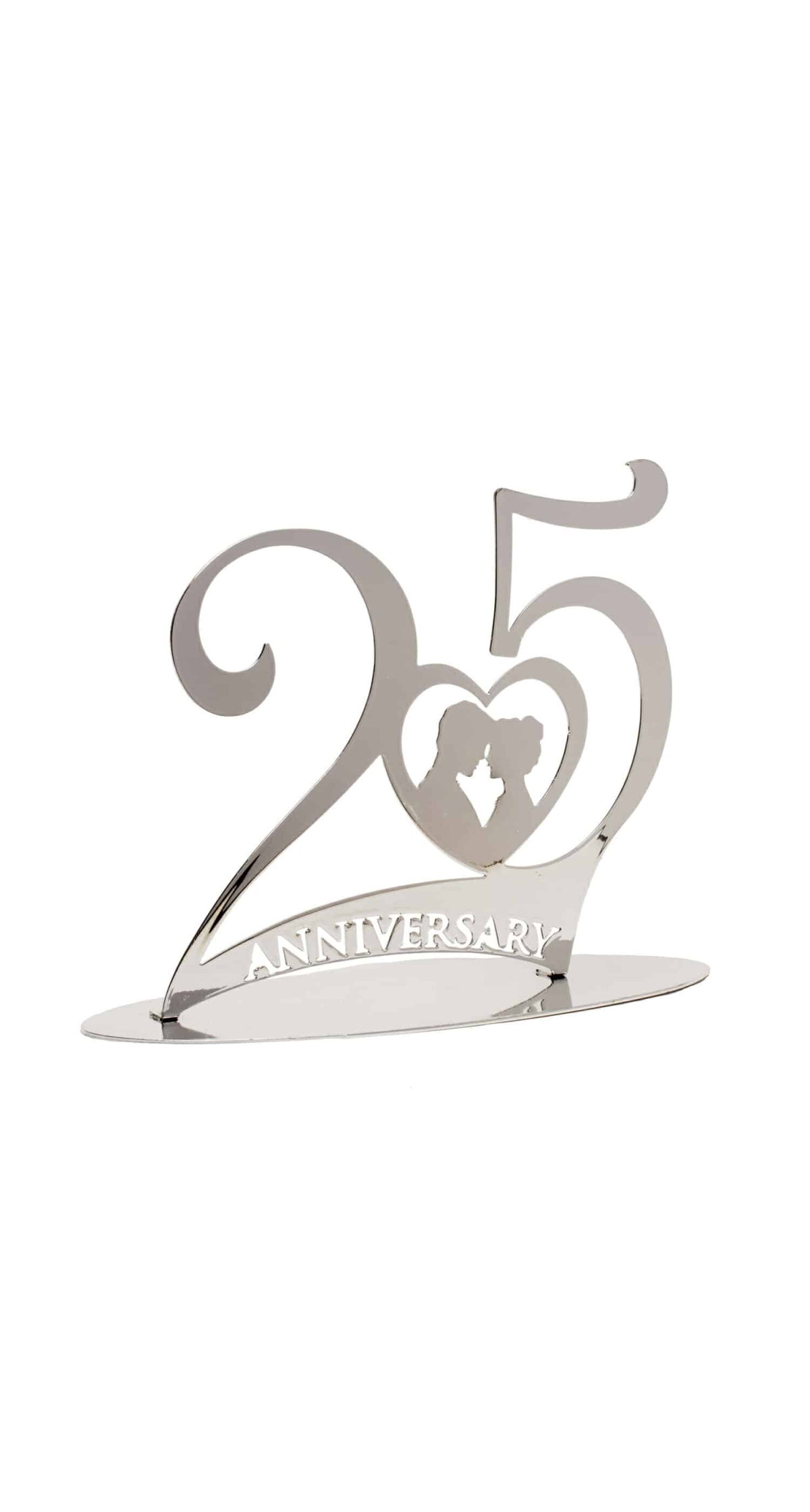 Metallic Silver 25th Anniversary Cake Topper - 20x16cm