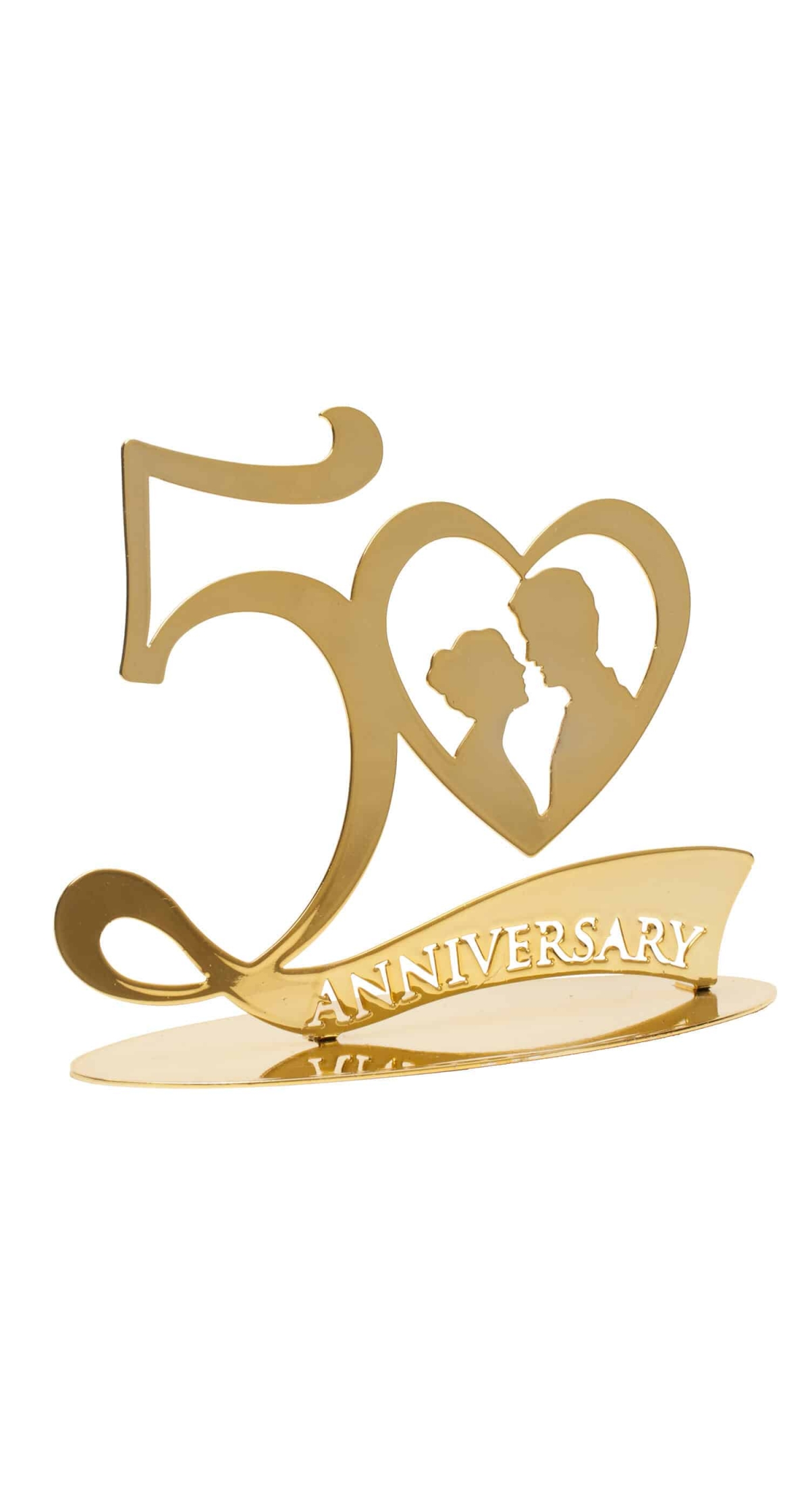 Metallic Gold 50th Anniversary Cake Topper - 20x16cm