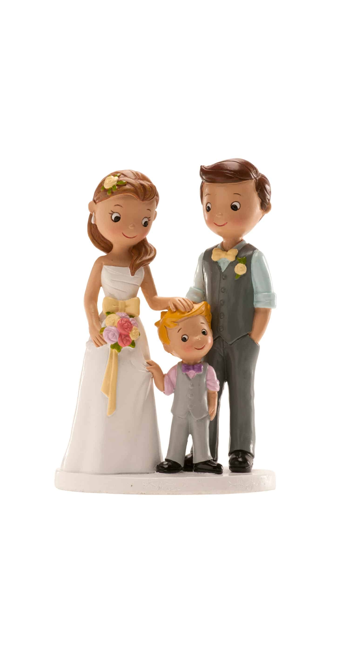 Wedding Couple With Boy Cake Topper - 16cm