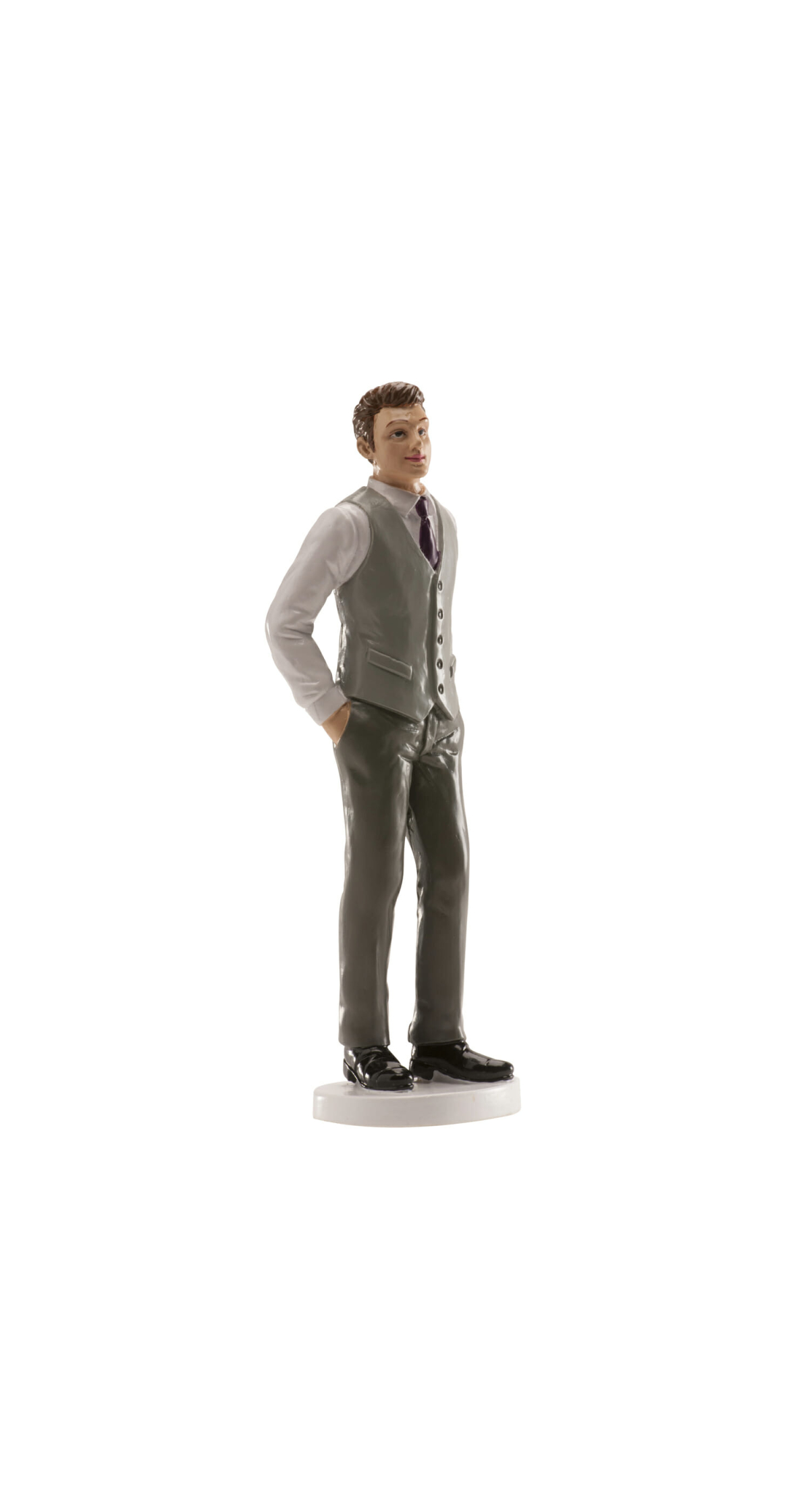 Wedding Man Grey Vest Cake Topper - 16cm