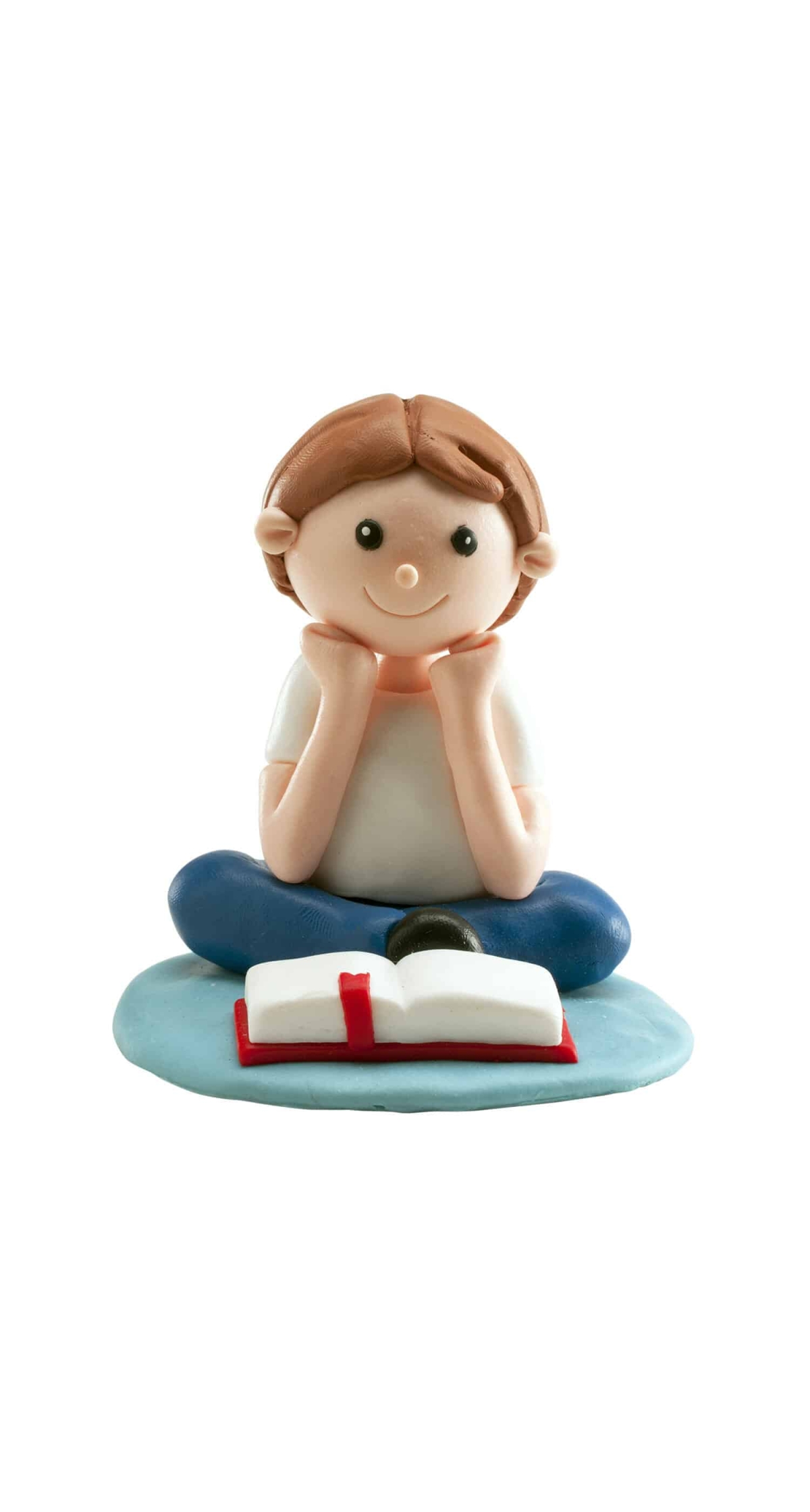 Communion Seated Boy Cake Topper - 8cm