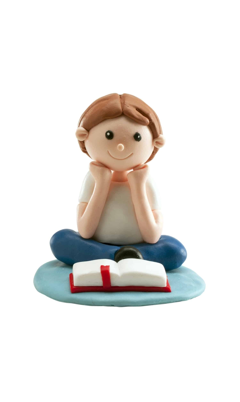 Communion Seated Boy Cake Topper - 8cm