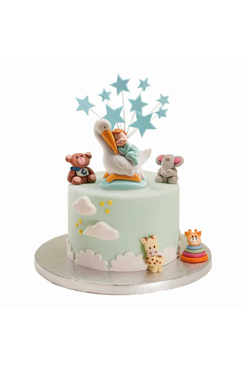 Stork Sleeping Baby Blue - 10cm