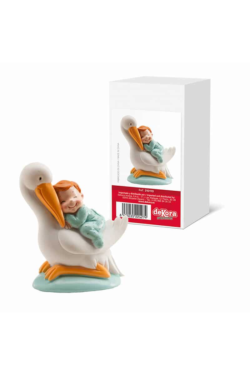 Stork Sleeping Baby Blue - 10cm