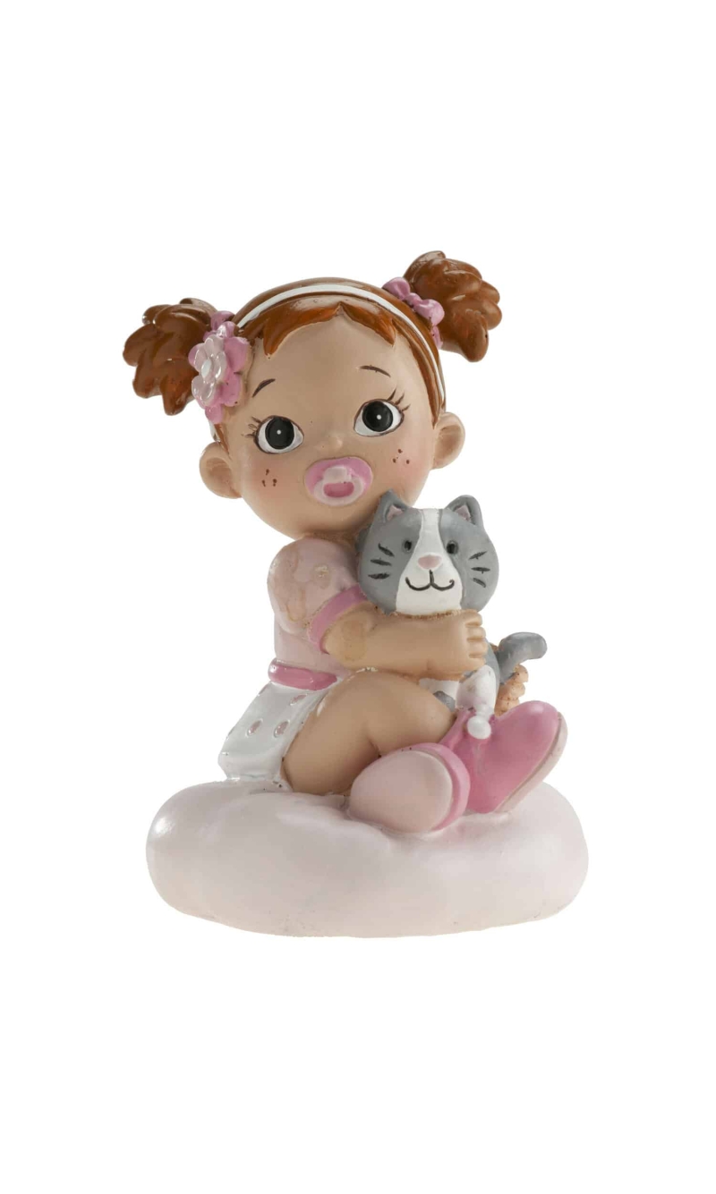 Girl With Cat Cake Topper - 10cm