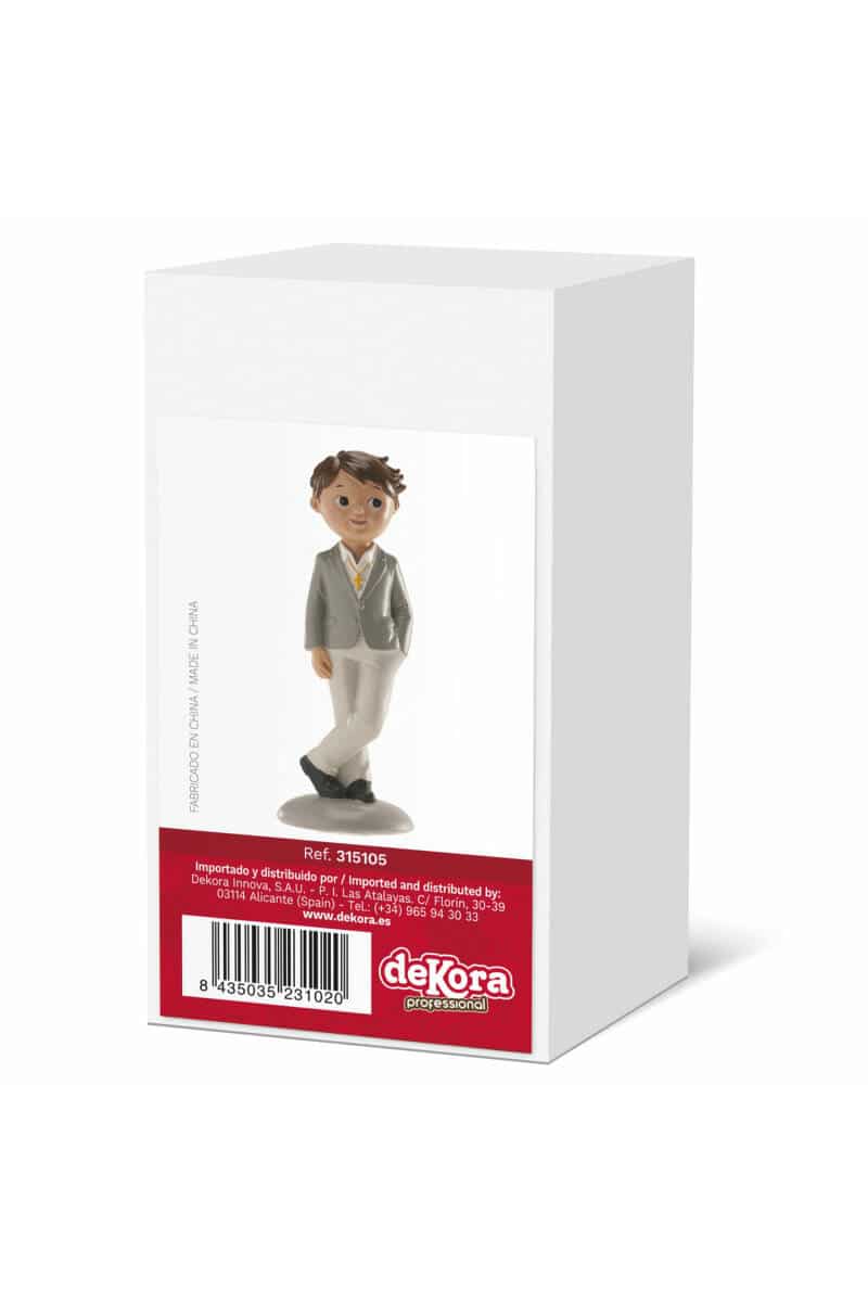 Communion Boy Cake Topper Grey Suit Nico - 15cm