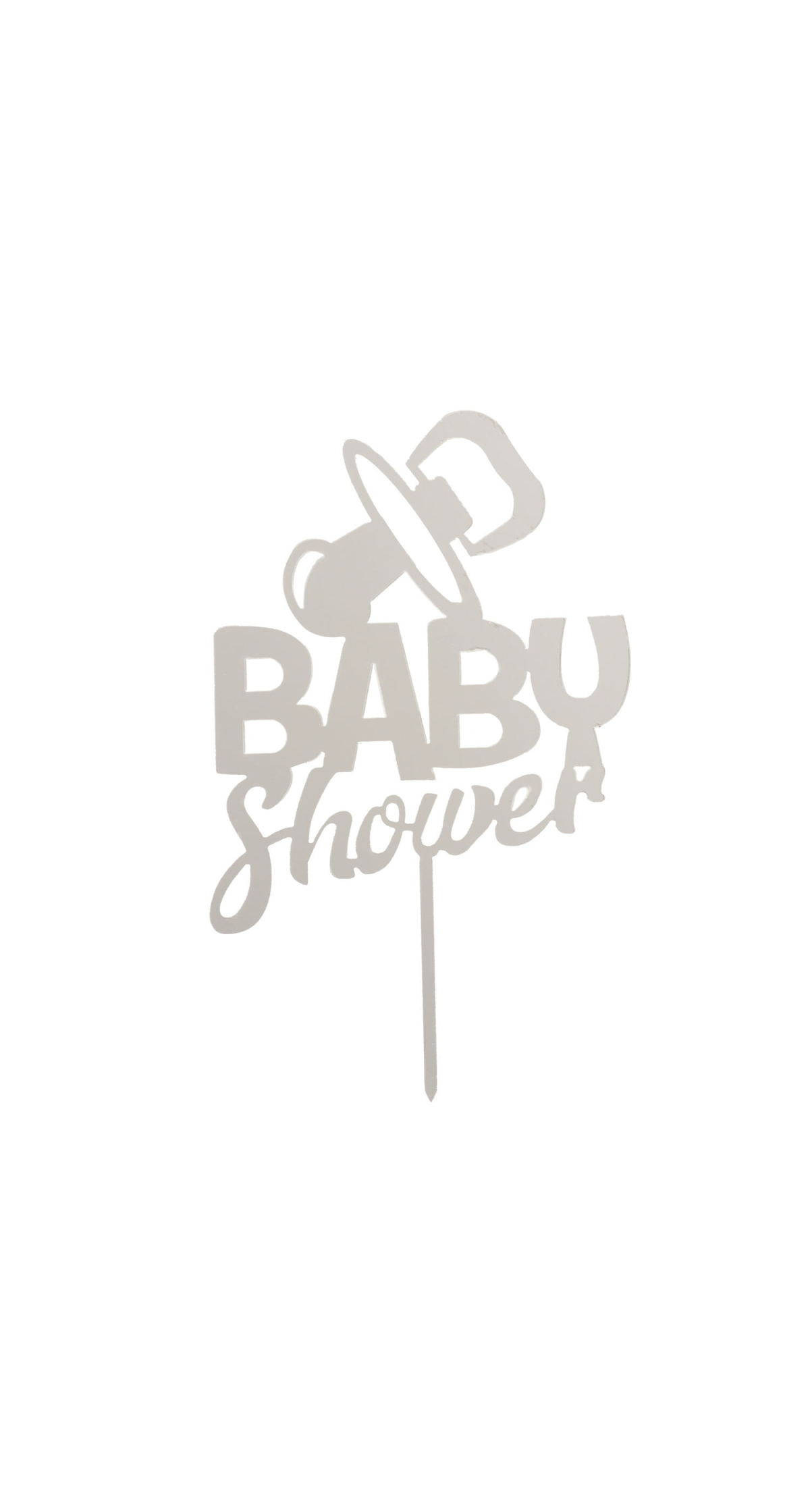 Cake Topper Baby Shower Silver - 16x10cm