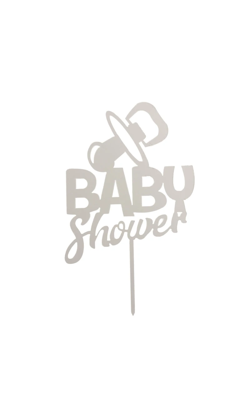 Cake Topper Baby Shower Silver - 16x10cm