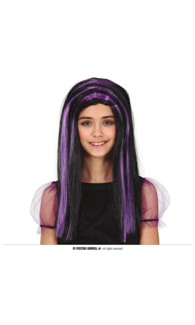 Black & Purple Witch Wig - Child One Size