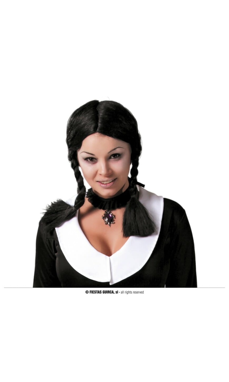 Wednesday Black Wig With Braids - Adult One Size