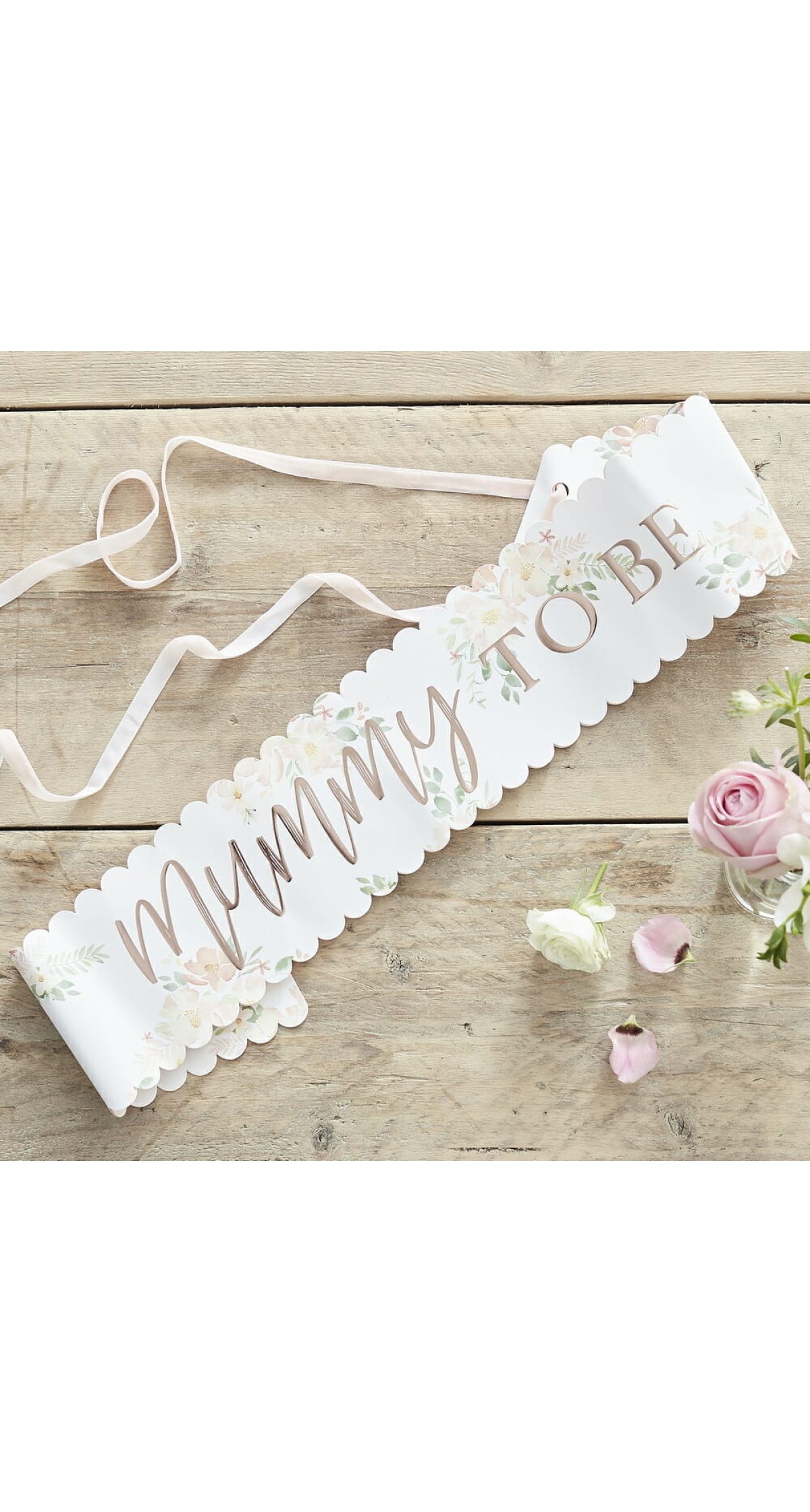 Floral Rose Gold Mummy To Be Baby Shower Sash