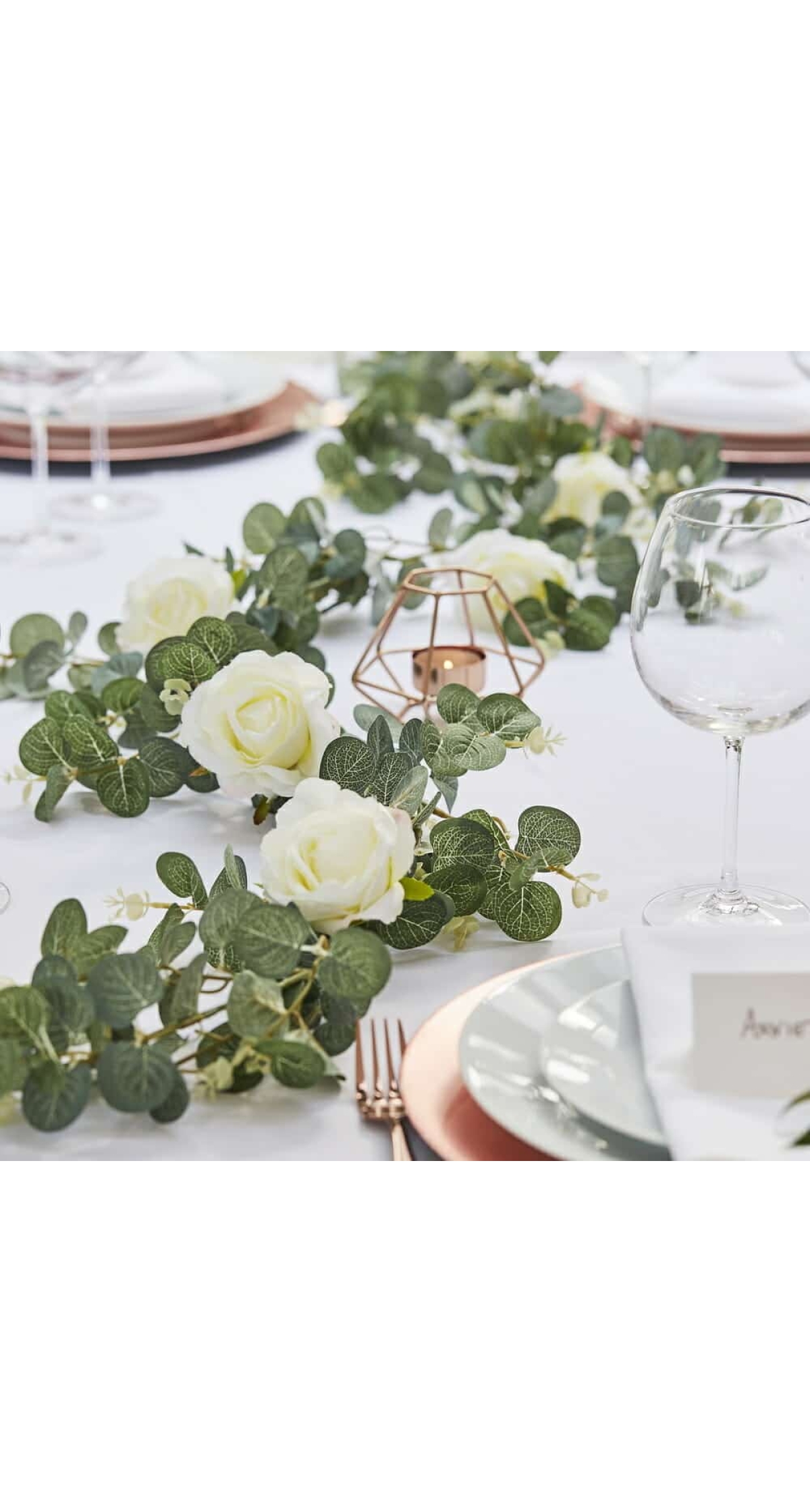 Artificial Eucalyptus Garland With White Roses