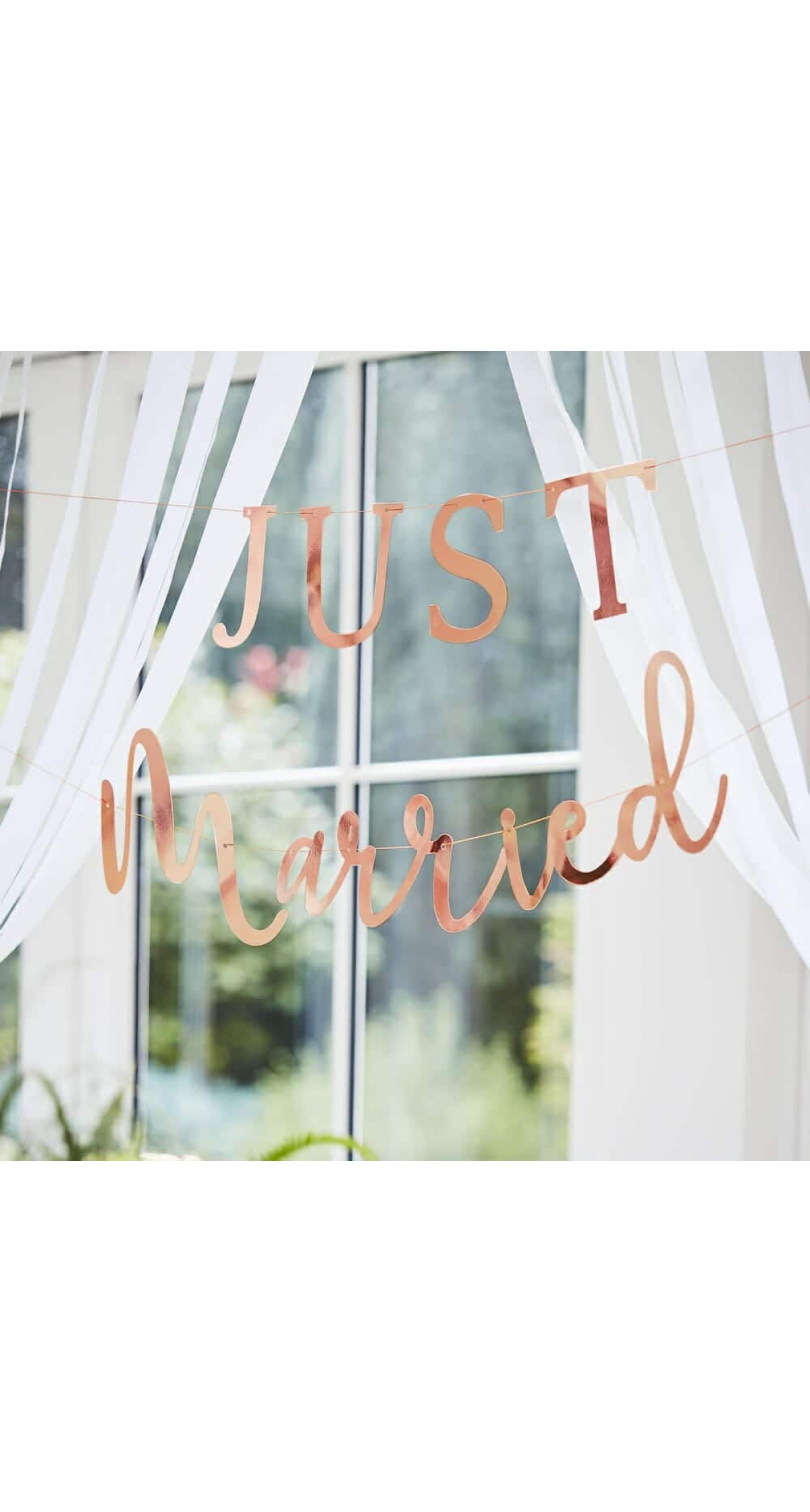 Rose Gold Scripted Just Married Banner