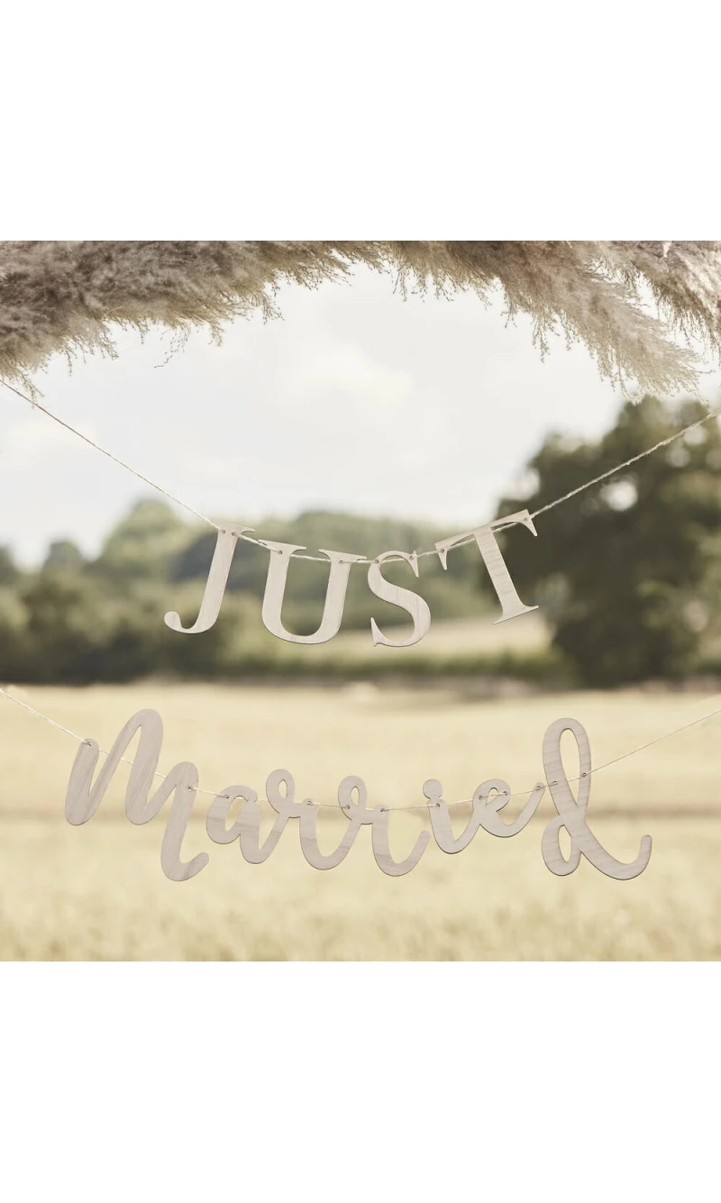 Just Married Wooden Wedding Bunting