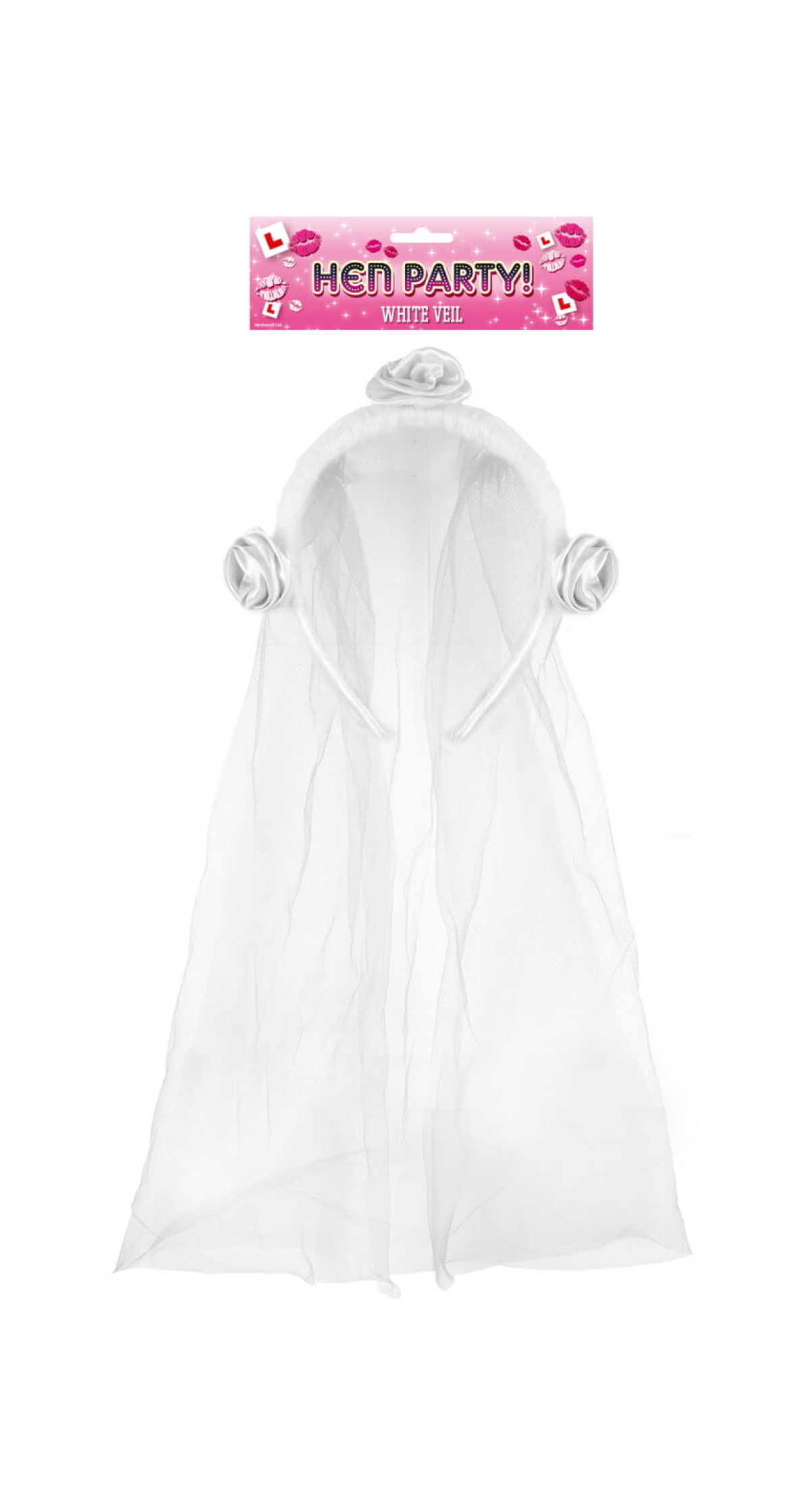 Hen Party White Veil With Flower - Adult One Size