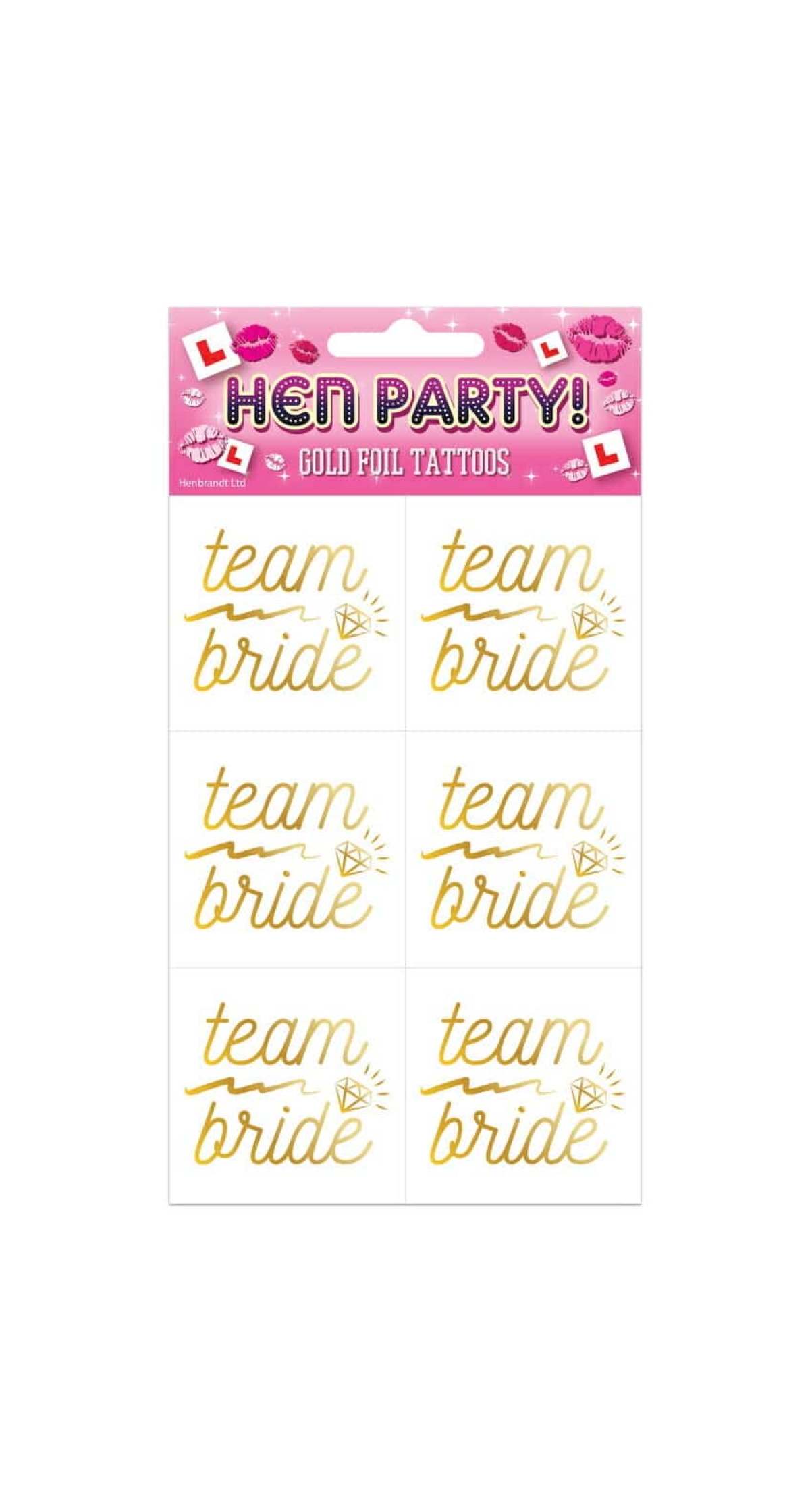 Hen Party Gold Foil Tattoos 5x5cm - 6pk