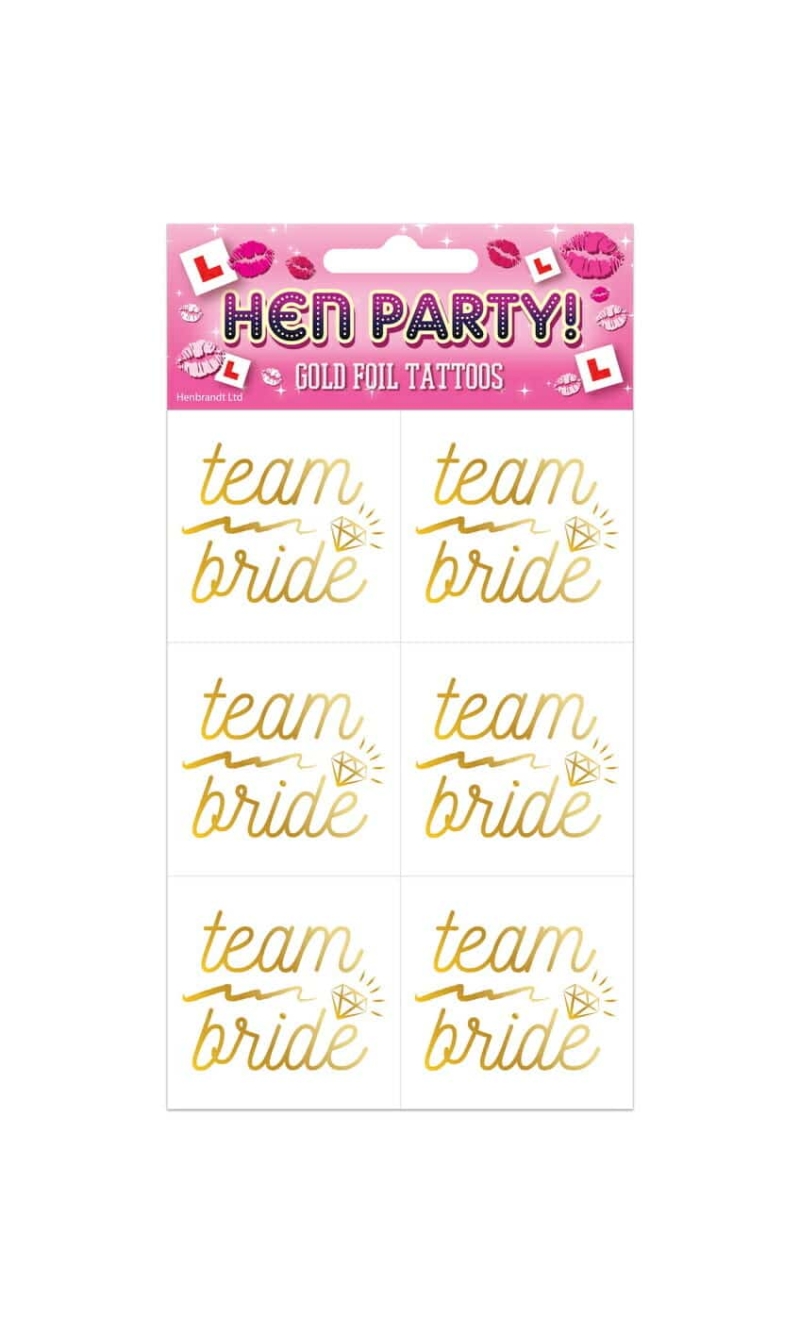 Hen Party Gold Foil Tattoos 5x5cm - 6pk